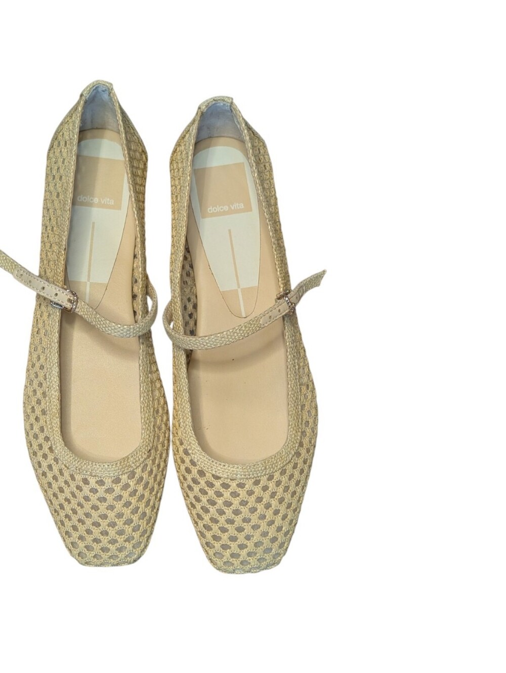 Dolce Vita Reyes Woven Mary Janes Natural Raffia Mesh Ballet Flats Size 6.5 - Picture 9 of 9